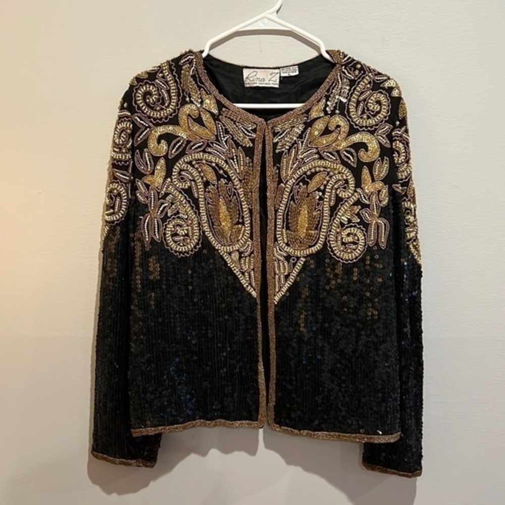 Vintage Black and Gold Sequin Jacket